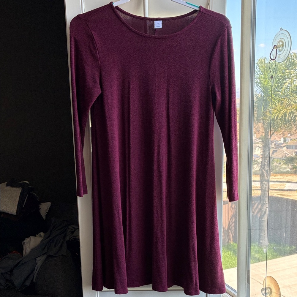 Old Navy Long Sleeve Burgundy Swing Dress